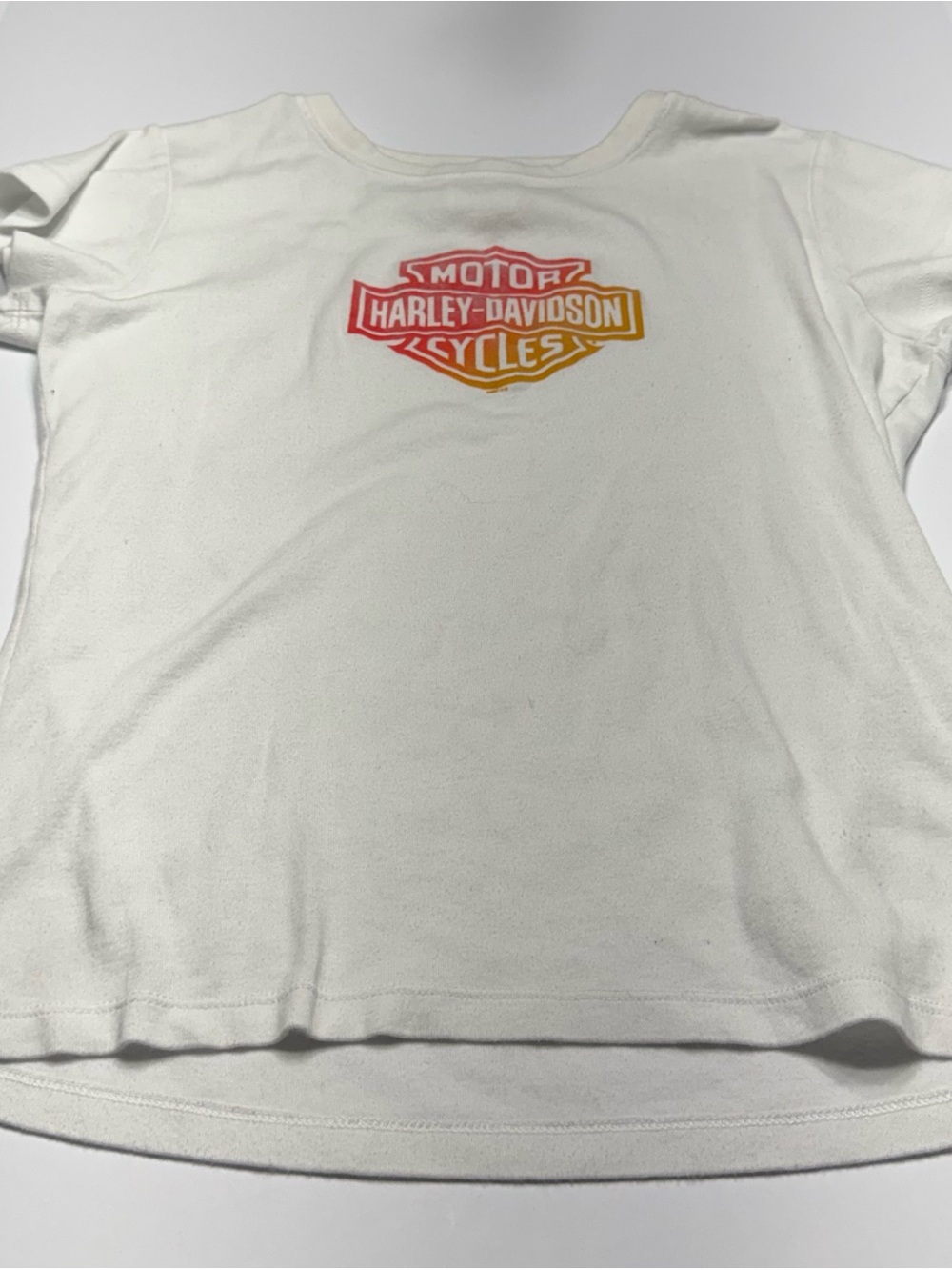 Harley-Davidson White Short Sleeve Tee with Red-to-Orange Shield Logo